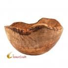 Rustic olive wood salad bowl with natural edge 27cm